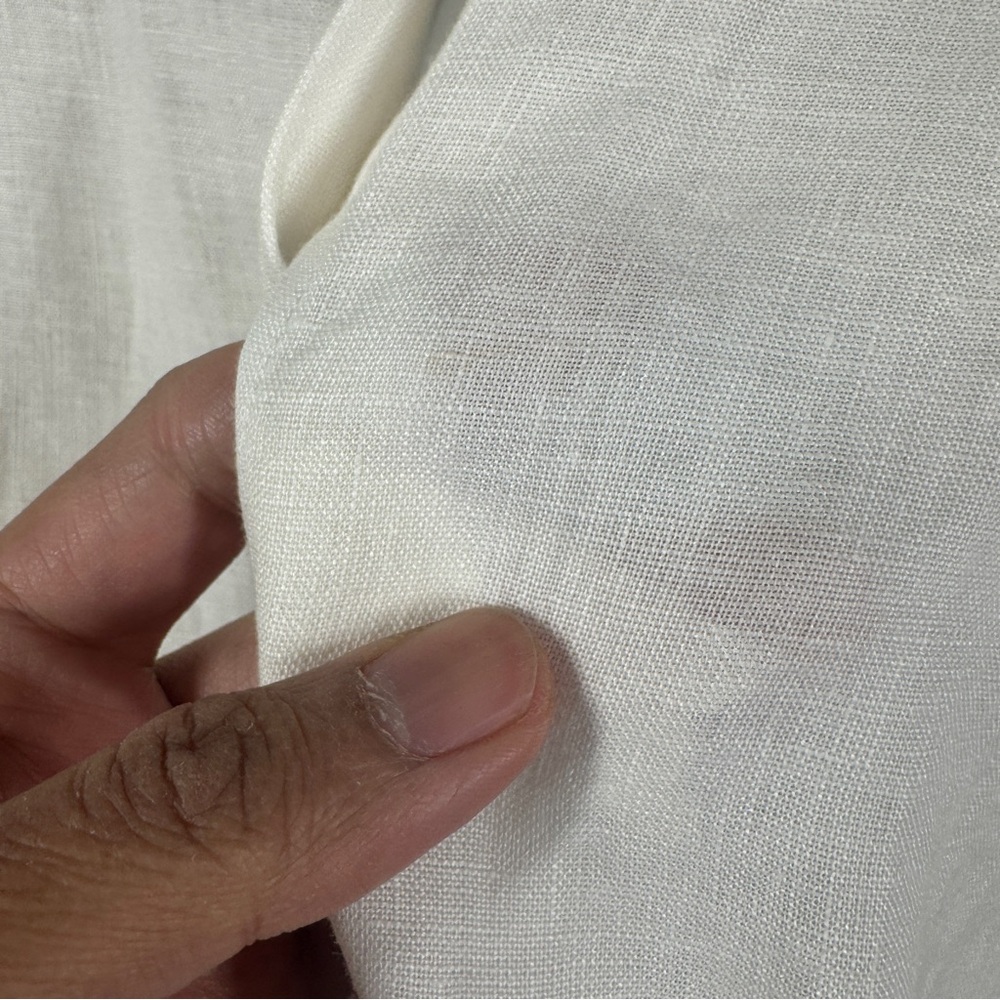 Club Monaco Linen Boho Blouse White XS Embroidered Sleeve Button Shirt Summer - Picture 8 of 16